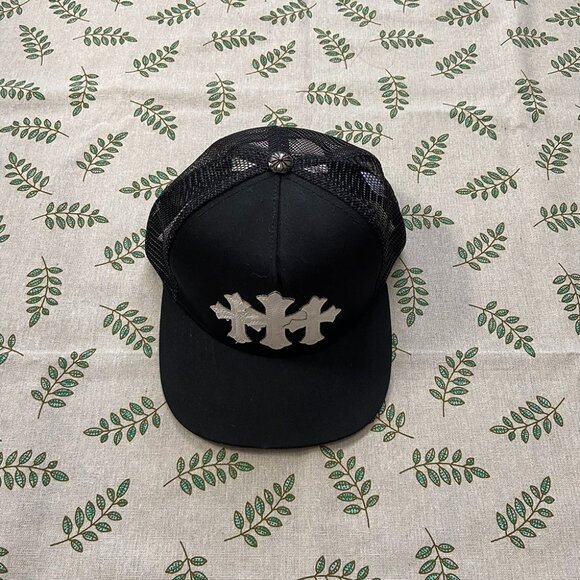 Chrome Hearts Other - Chrome Hearts White Three Cross Trucker Baseball Cap